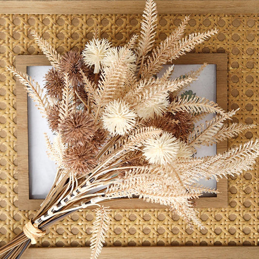 6/12pcs Artificial Prickly Ball Flower Plastic Brown Fake Plant DIY